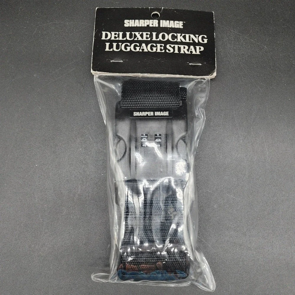 Sharper Image 8ft Black Deluxe Locking Luggage Strap Adjustable Suitcase